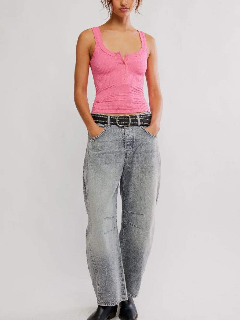 FREE PEOPLE Clean Slate Henley / Pink Flame